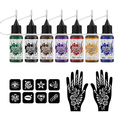 Henna Tattoo Paste Set Temporary Tattoo - 7 Colors - Neebol