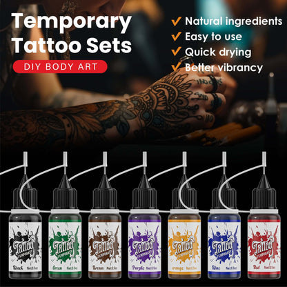 Henna Tattoo Paste Set Temporary Tattoo - 7 Colors - Neebol