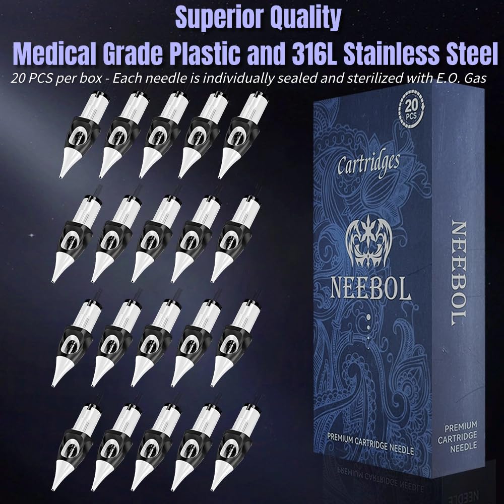 20Pcs Neebol Premium Tattoo Cartridge Needles