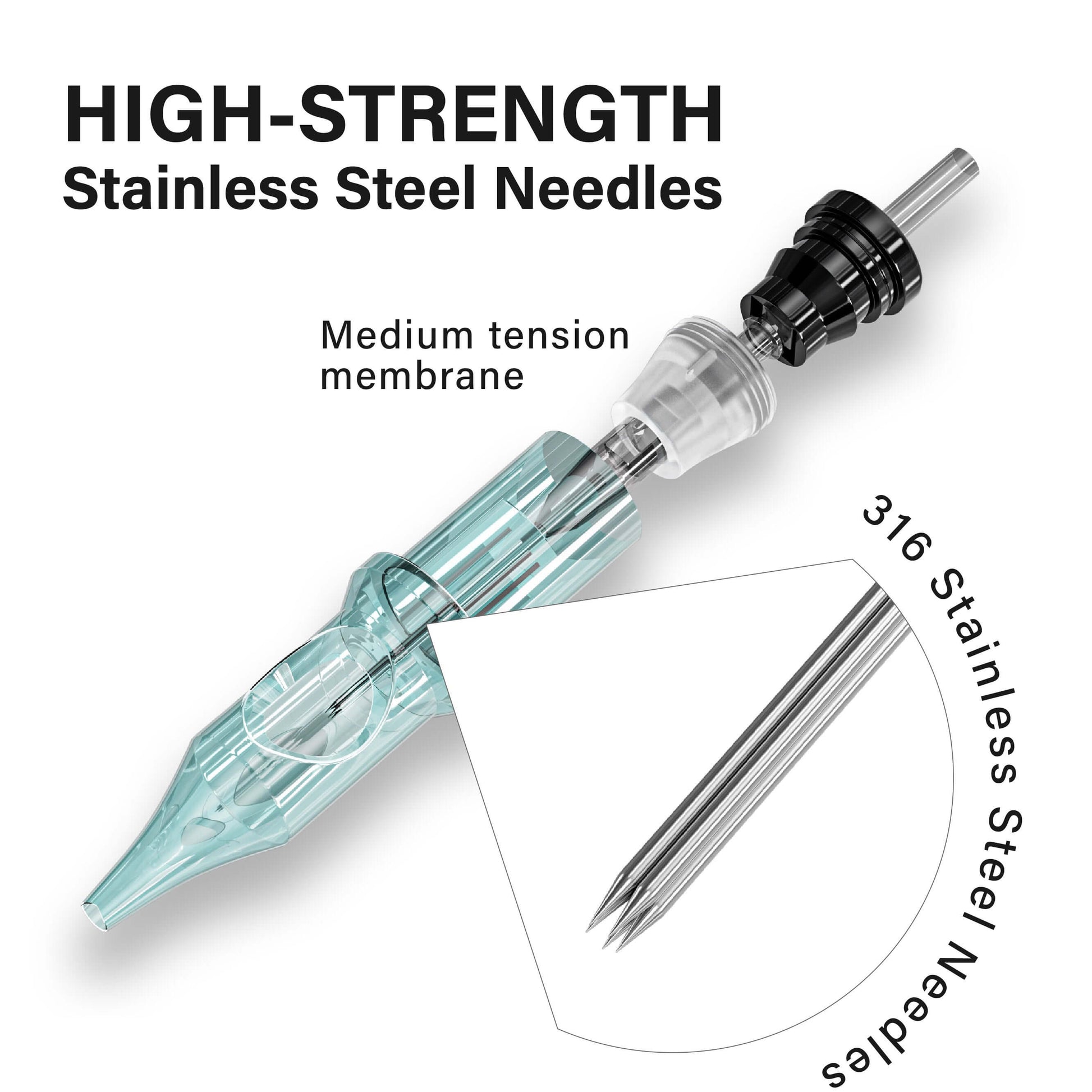 Tattoo Needle Cartridges, RL 50pc Mixed Size-Emerald-Neebol