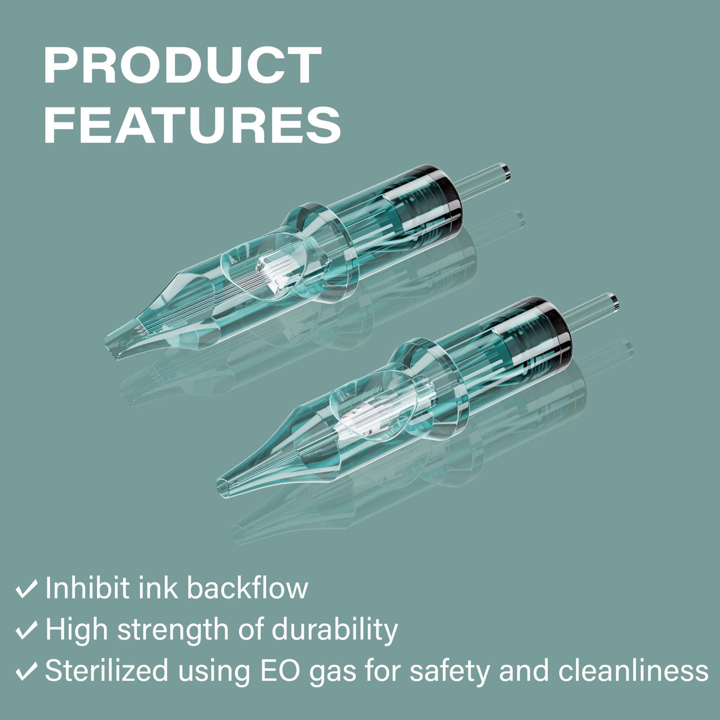 Tattoo Needle Cartridges, RL 50pc Mixed Size-Emerald-Neebol