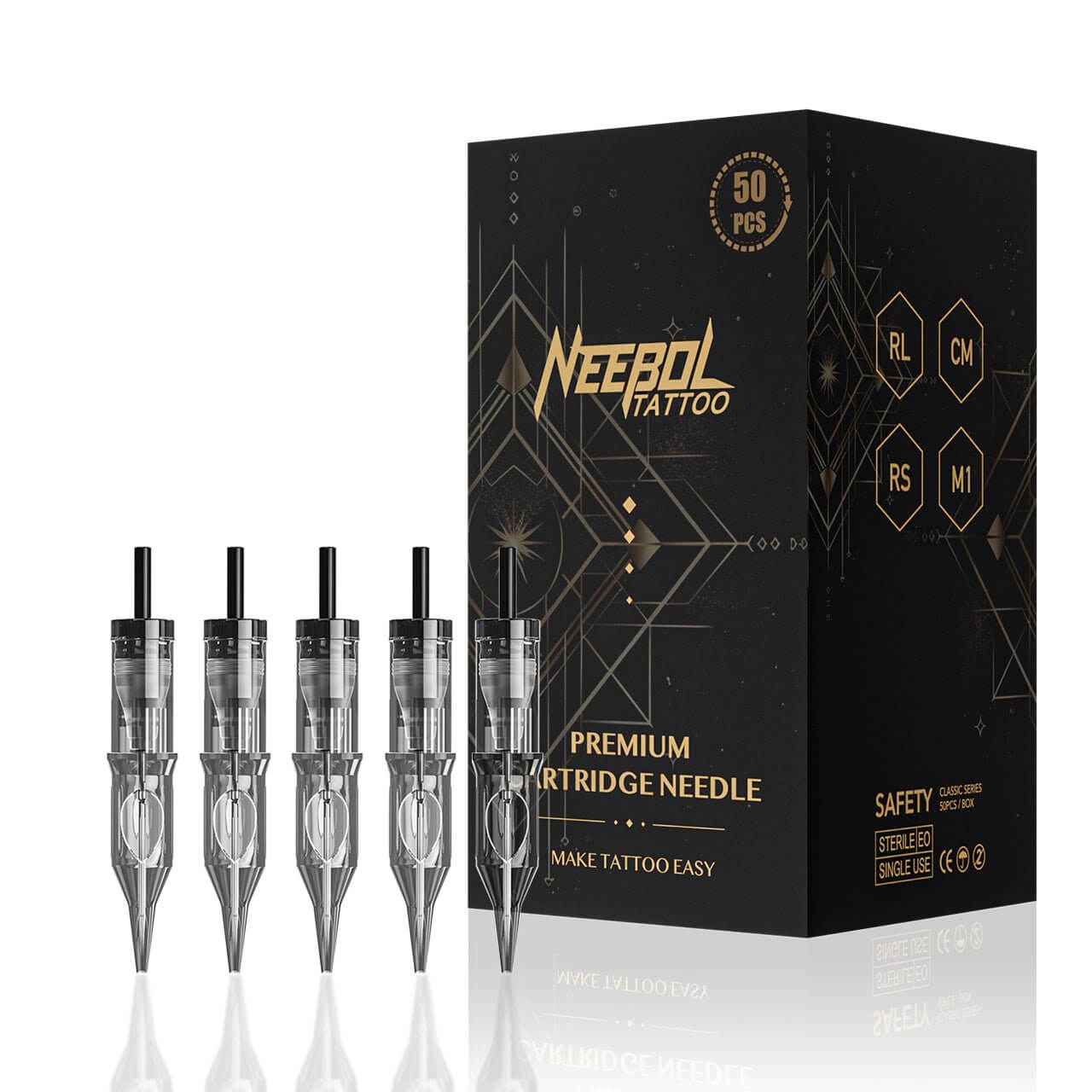 Tattoo Needle Cartridges RL Mixed Size 50PC - GEM -Neebol