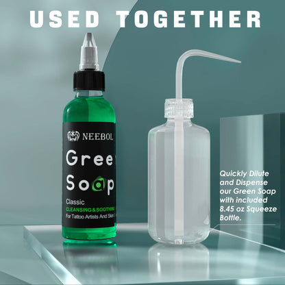 Neebol Tattoo Green Soap with Squeeze Bottle